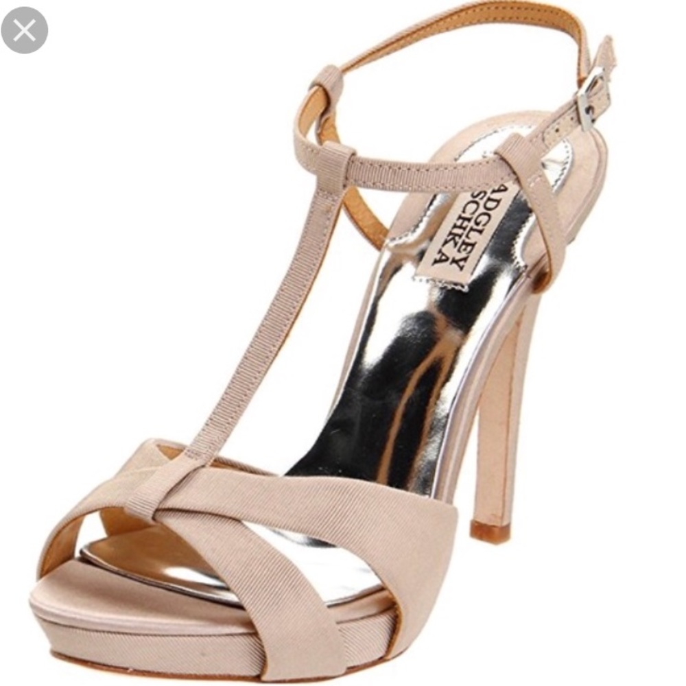 Badgley Mischka Nude T-Strap Evening Sandals